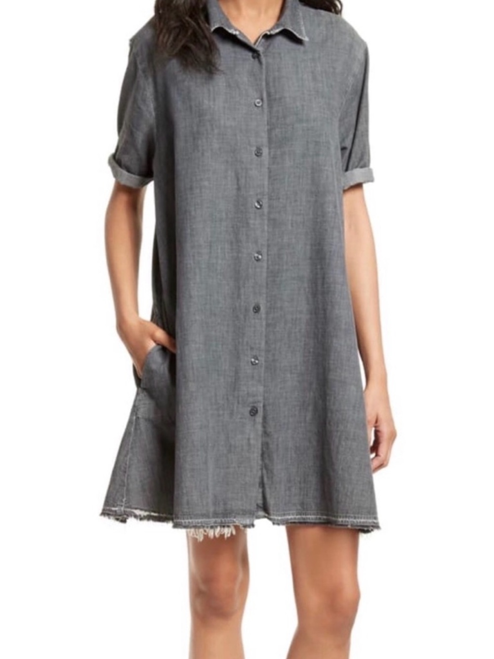 The Great. Gray chambray shirt dress